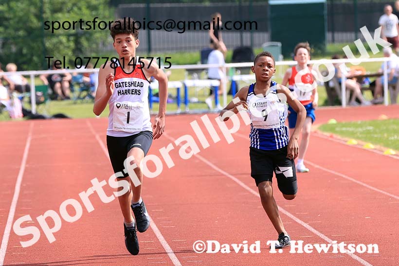 Boys Under-13s 200 metres, 2024 North Eastern Track and Field Champs., Middlesbrough.  Photo: David T. Hewitson/Sports for All Pics